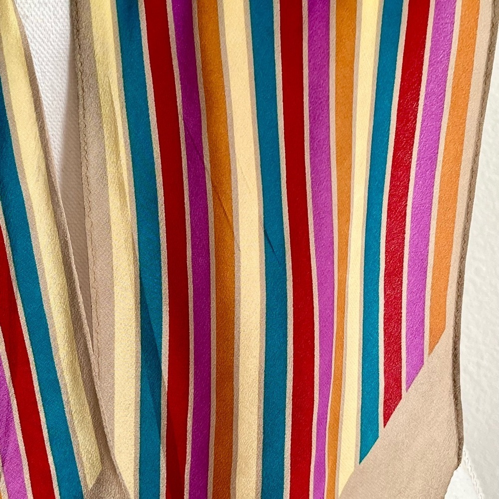 Colorful Striped silk scarf 7/56 inches - Picture 3 of 7